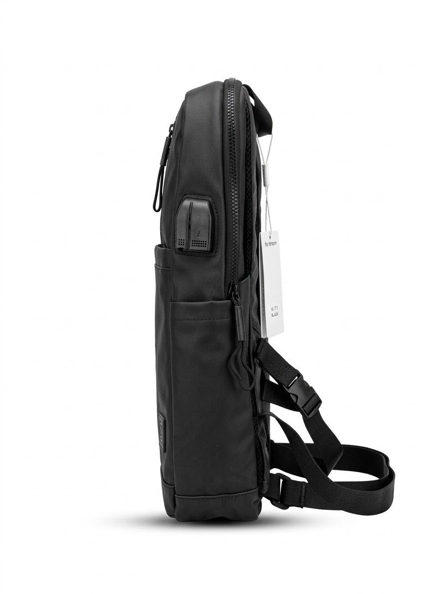 Men's Black Laptop Backpack with Padded Shoulder Straps and Chest Strap#0019