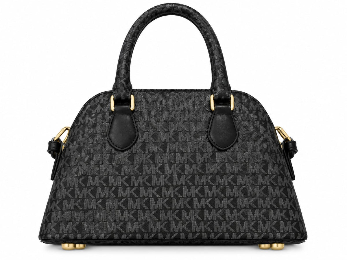 Michael Kors Women's Signature Monogram Dome Satchel Handbag, Black#0045