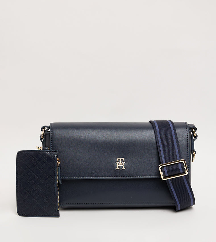 Tommy Hilfiger Women’s Navy Blue Crossbody Bag with Detachable Coin/Card Pouch #0088