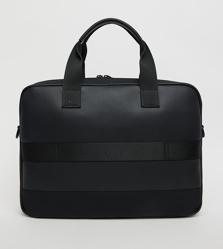 Tommy Hilfiger Black Laptop Bag for Men – Premium Faux Leather Business Briefcase#BL-02