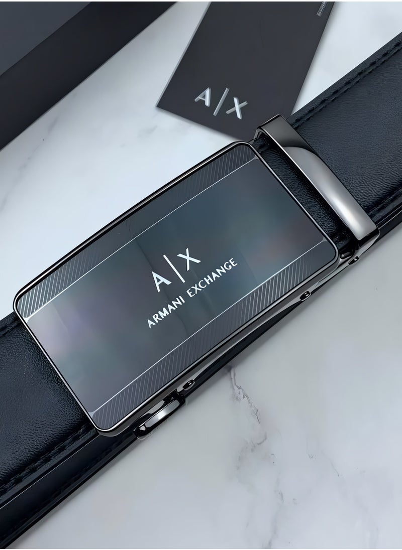 AX Black Leather Belt For Men