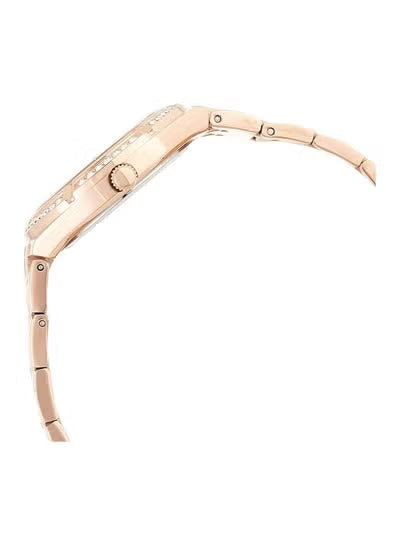 GUESS Ladies Watch GW0033L3 – Rose Gold Stainless Steel with Crystals, White Dial, Roman Numerals, 36mm Quartz Watch
