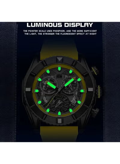 Mini Focus MF2209G Men’s Chronograph Sport Watch – Green & Black, 47mm, Silicone Strap, 3ATM Water Resistant