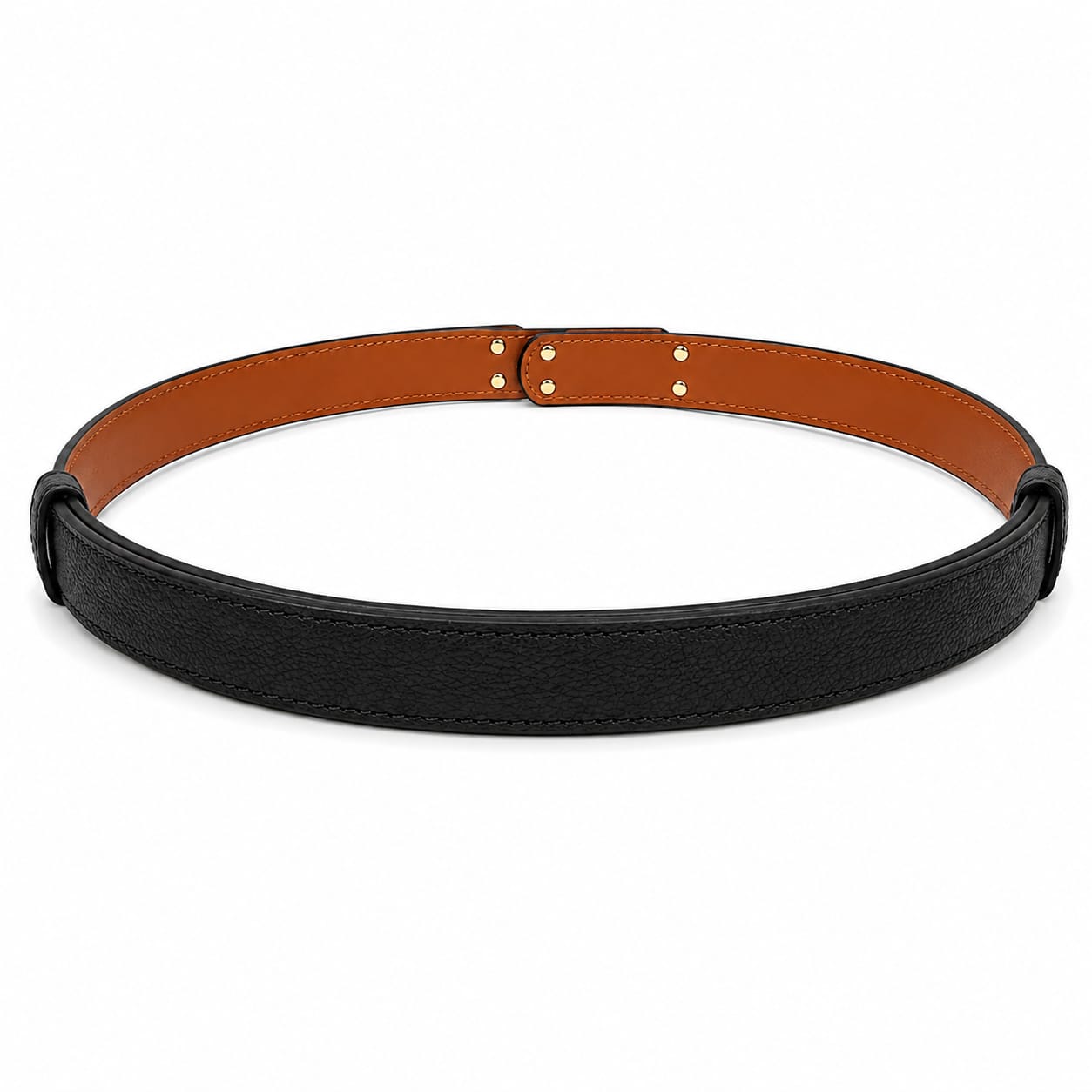 Hermès Paris Women's Luxury Leather Belt with Gold Buckle – Black#02