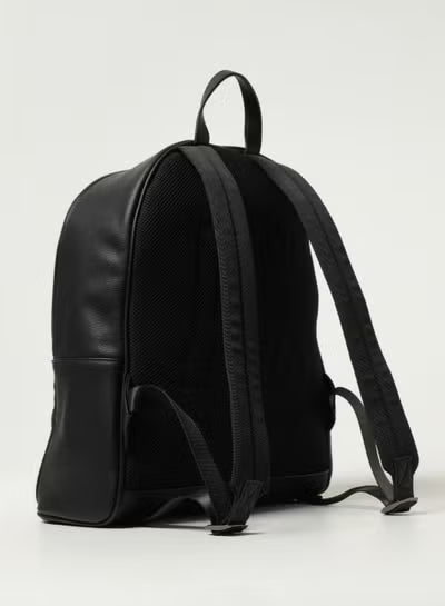 Armani Exchange Black Leather Backpack – Premium Minimalist Urban Laptop & Everyday Backpack#7-100