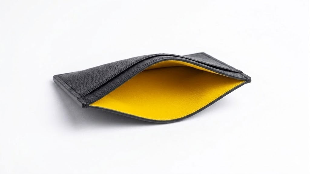Goyard Card Holder with Signature Chevron Pattern and Mustard Yellow Interior – Black#5
