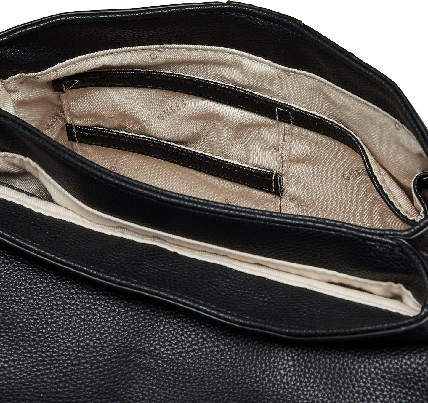 GUESS Kasinta Handle Flap Bag – Black Faux Leather Handbag