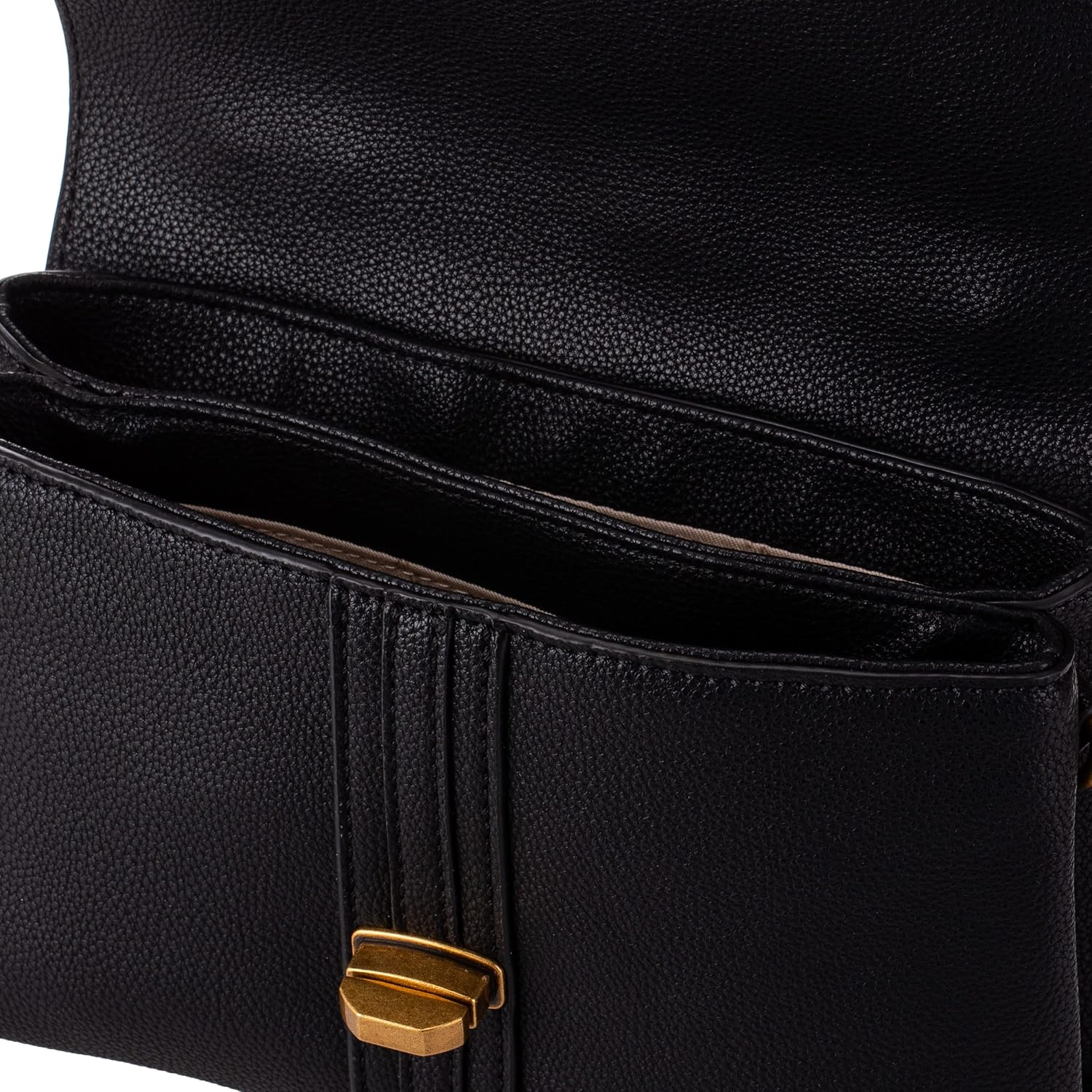 GUESS Kasinta Handle Flap Bag – Black Faux Leather Handbag #69