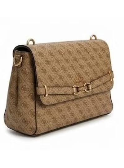 Women’s Monogram Saddle Crossbody Bag – Beige Elegant Flap Bag with Gold Hardware#187