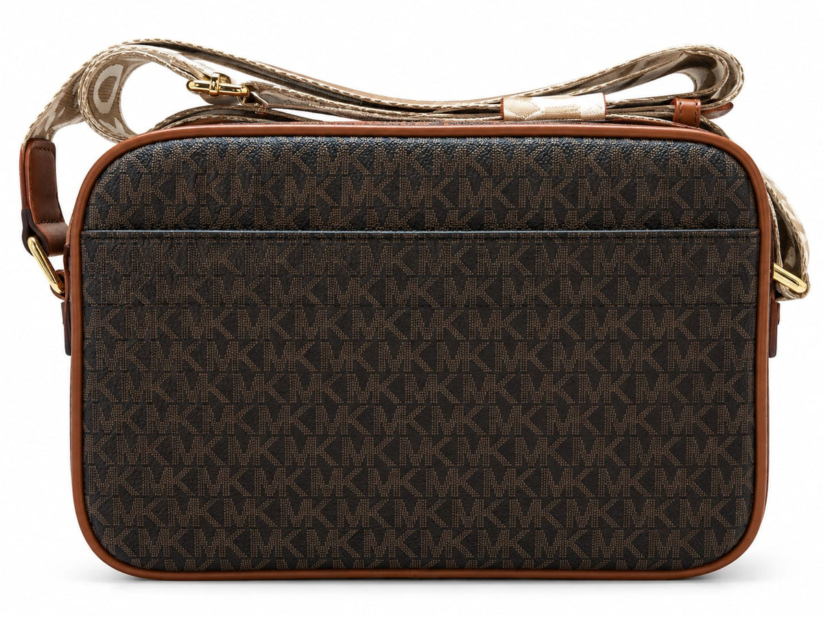 Michael Kors Women's Brown Signature Monogram Crossbody Bag with Adjustable KORS Strap#0080