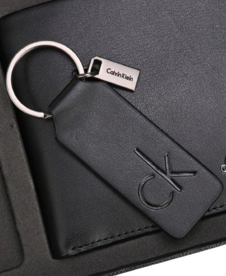 CK Black Leather Wallet & Keychain Set For Men #9
