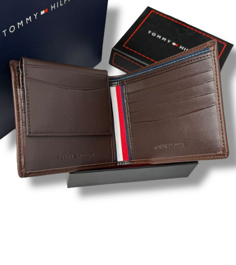 TH Brown Leather Wallet-Belt Set For Men 4#