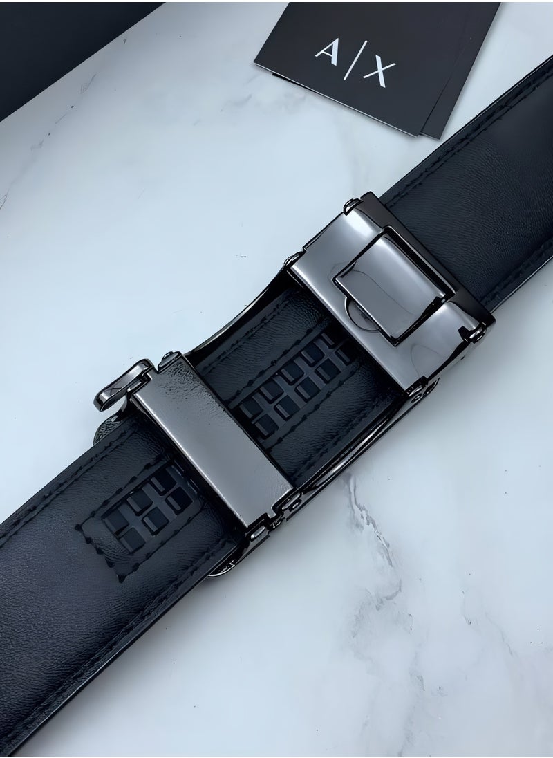 AX Black Leather Belt For Men