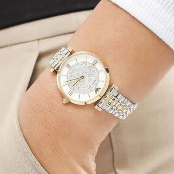 Emporio Armani Gianni T-Bar Women’s Watch AR2076 – Two-Tone Stainless Steel Quartz Elegant Timepiece