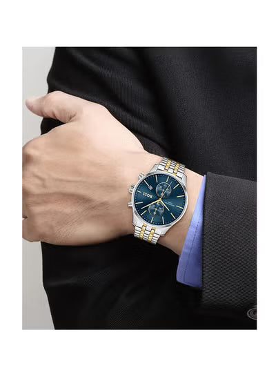 Men’s Watch – Hugo Boss Associate 1513976, Blue Dial with Silver & Gold Stainless Steel Bracelet