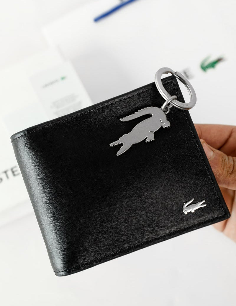 LC Black Leather Wallet-Keychain Set For Men #6