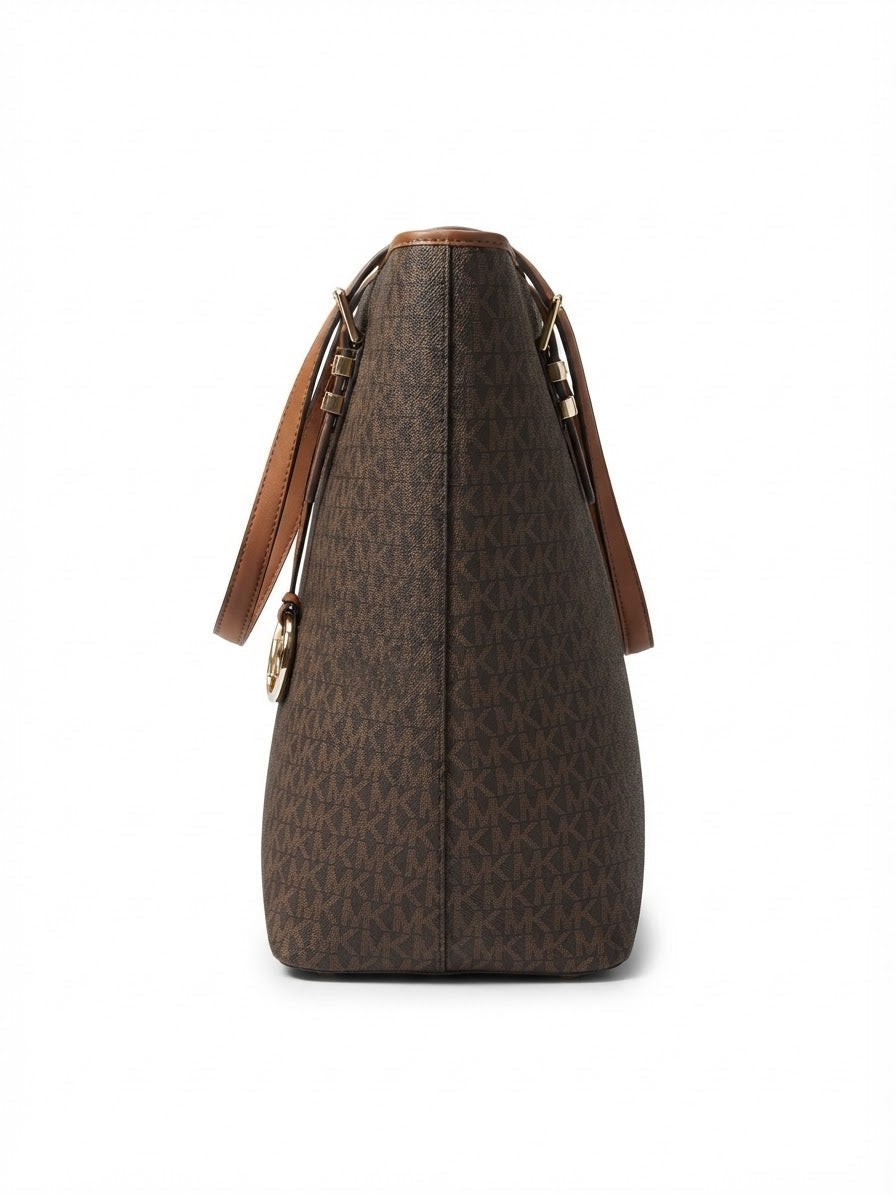 Michael Kors Jet Set Item Medium Pocket Monogram Tote Bag Brown#0053