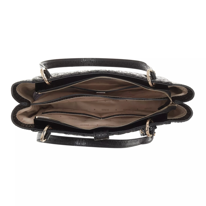 GUESS Adi Noel Tote – Black Quilted Faux Leather with Gold Hardware