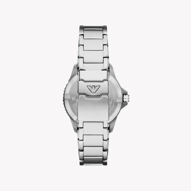 Emporio Armani Men's Watch AR80072SET – 42 mm, Green Dial & Silver Stainless Steel Bracelet