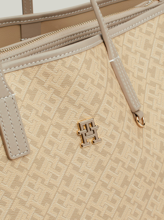 Tommy Hilfiger Monoplay Removable Laptop Pouch Handbag Beige TB75