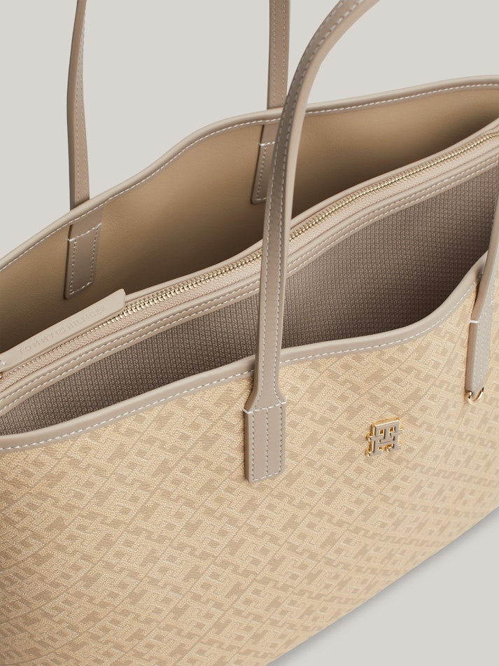 Tommy Hilfiger Monoplay Removable Laptop Pouch Handbag Beige TB75