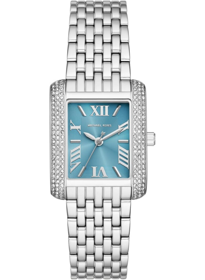 Michael Kors MK4829 Emery Women’s Watch – Blue Square Dial, Silver Stainless Steel Bracelet, 27mm Quartz Analog