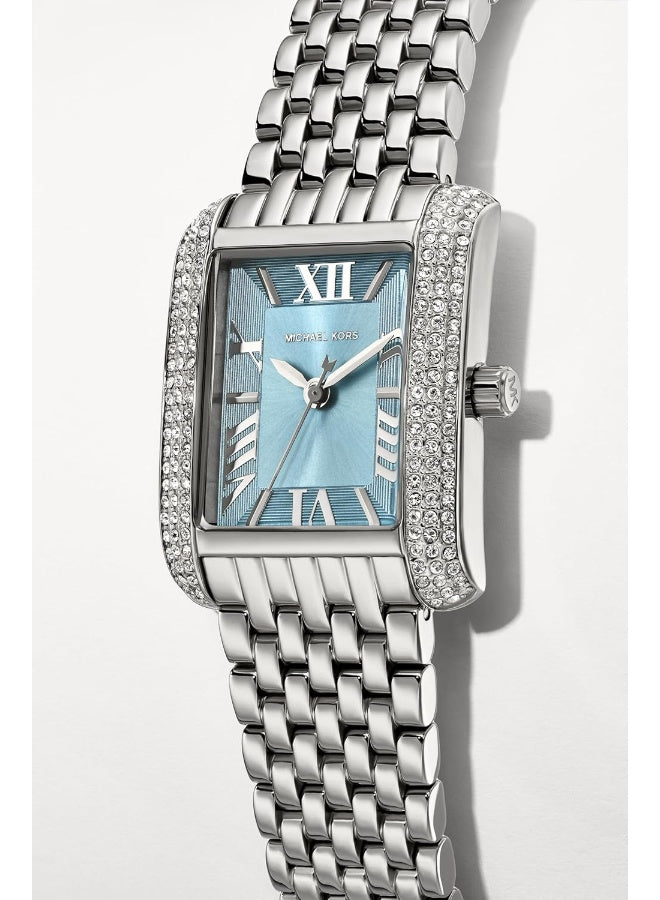 Michael Kors MK4829 Emery Women’s Watch – Blue Square Dial, Silver Stainless Steel Bracelet, 27mm Quartz Analog