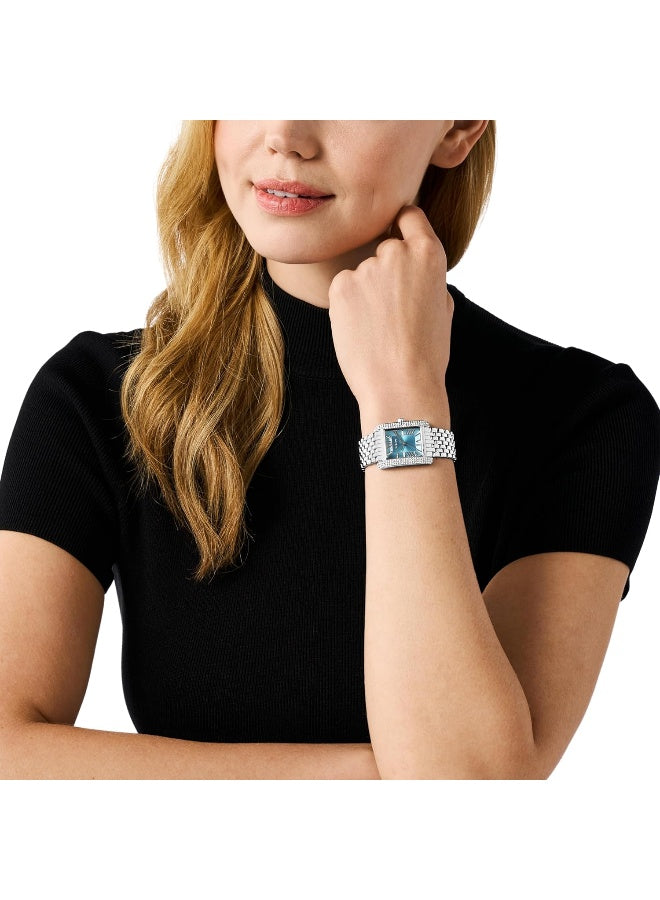 Michael Kors MK4829 Emery Women’s Watch – Blue Square Dial, Silver Stainless Steel Bracelet, 27mm Quartz Analog