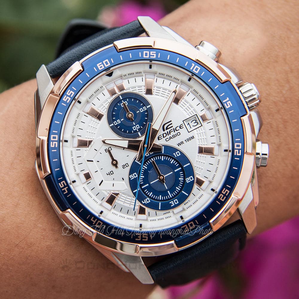 Casio Edifice Men's Chronograph Watch with Blue Leather Strap - EFR-539L-2AVDF #25