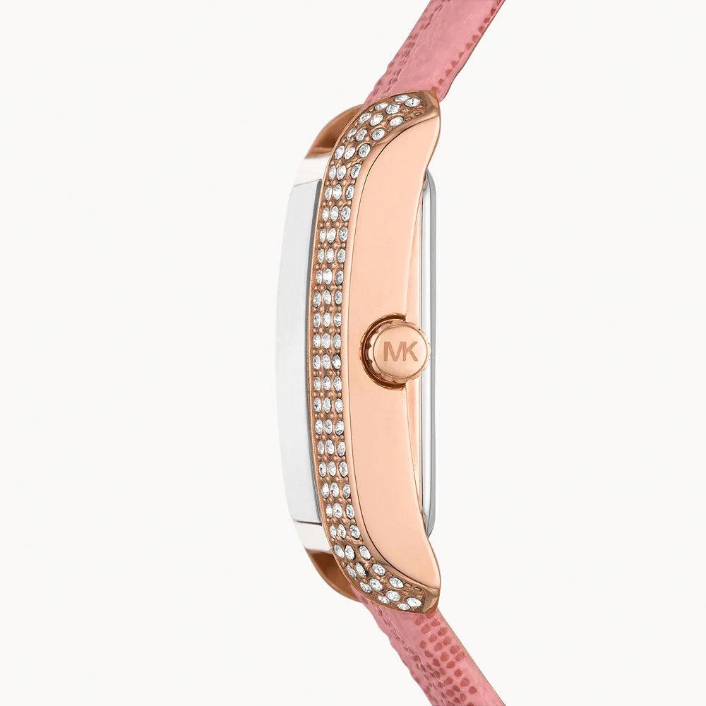 Michael Kors Emery MK2966 Women’s Quartz Watch – Red Dial Pink PVC Strap Rose Gold-Tone Case