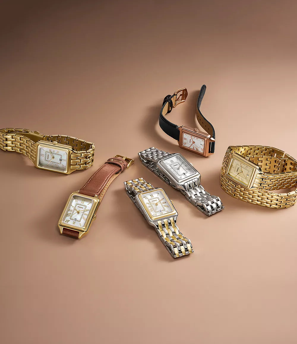 Fossil Raquel Women's Watch – Two-Tone Stainless Steel with White Mother-of-Pearl Dial (Model ES5305)