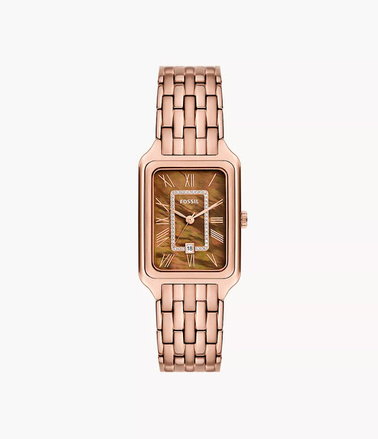 Fossil Raquel Women's Watch – Rose Gold-Tone Stainless Steel with Brown Mother-of-Pearl Dial (Model ES5323)