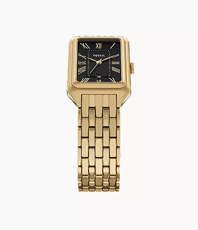Fossil Raquel Women’s Quartz Watch ES5434 with Black Dial and Gold-Tone Stainless Steel Bracelet