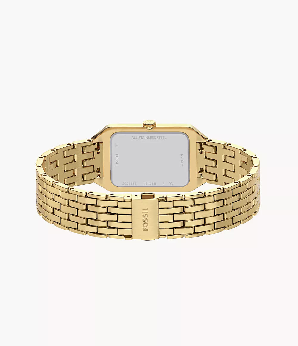 Fossil Raquel Women’s Quartz Watch ES5434 with Black Dial and Gold-Tone Stainless Steel Bracelet