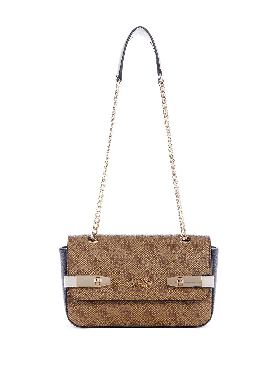 GUESS Zadie Logo Convertible Crossbody Bag – Latte Black
