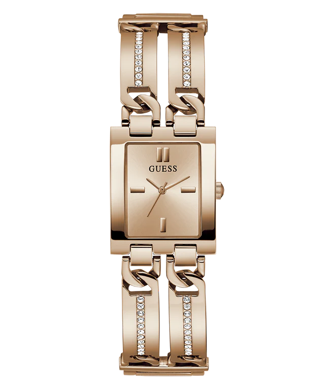 GUESS Women’s Watch – Rose Gold Tone Rectangle Design | Elegant & Sustainable Style