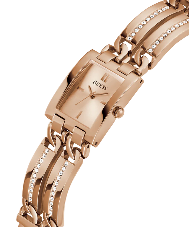 GUESS Women’s Watch – Rose Gold Tone Rectangle Design | Elegant & Sustainable Style