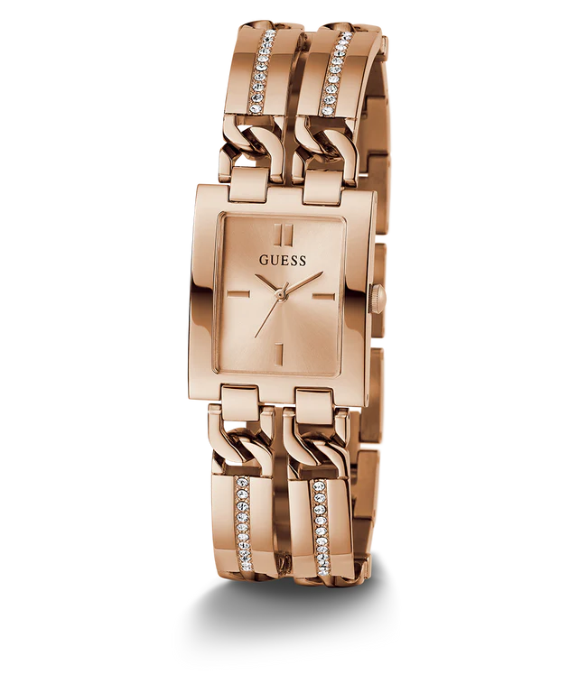 GUESS Women’s Watch – Rose Gold Tone Rectangle Design | Elegant & Sustainable Style
