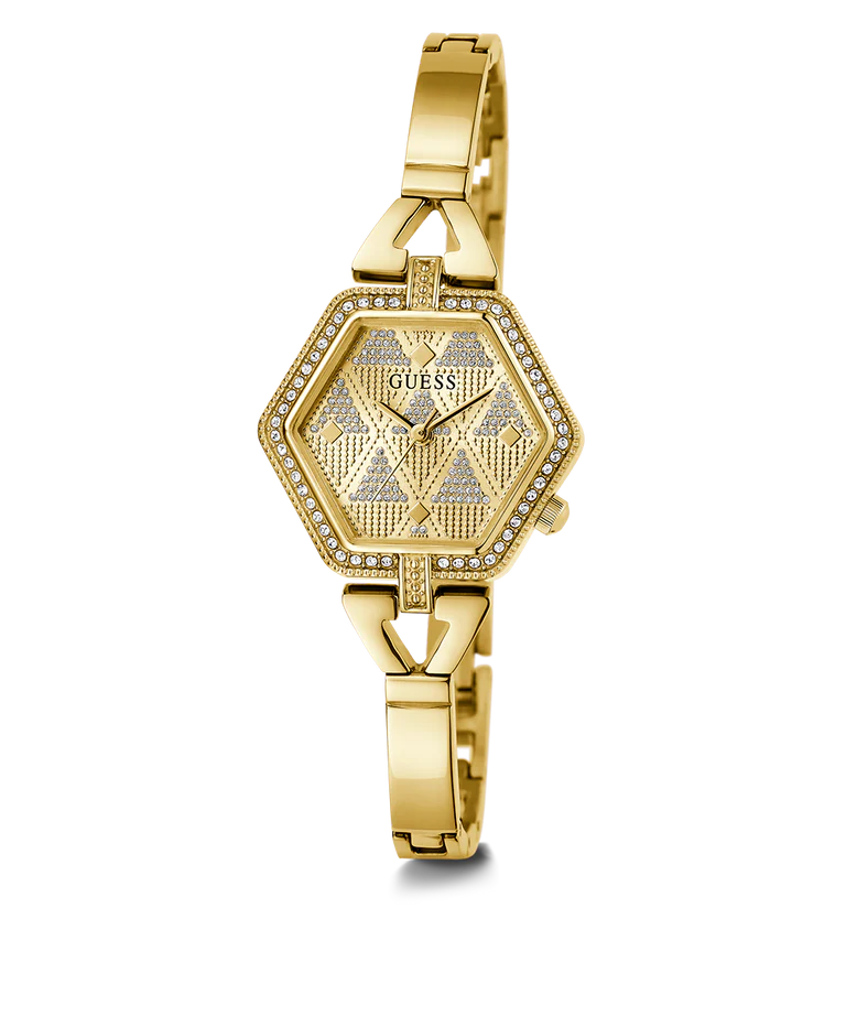 Guess GW0680L2 Women’s Gold Stainless Steel Watch – 28mm Hexagon Analog with Crystal Details