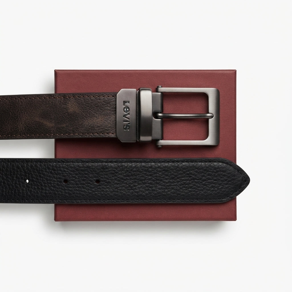 Levi's Men's Reversible Leather Belt (Black/Brown) #04
