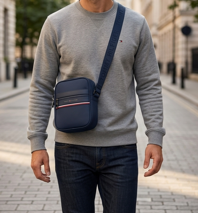 Tommy Hilfiger Men's Casual Crossover Crossbody Bag - Navy Blue #0068