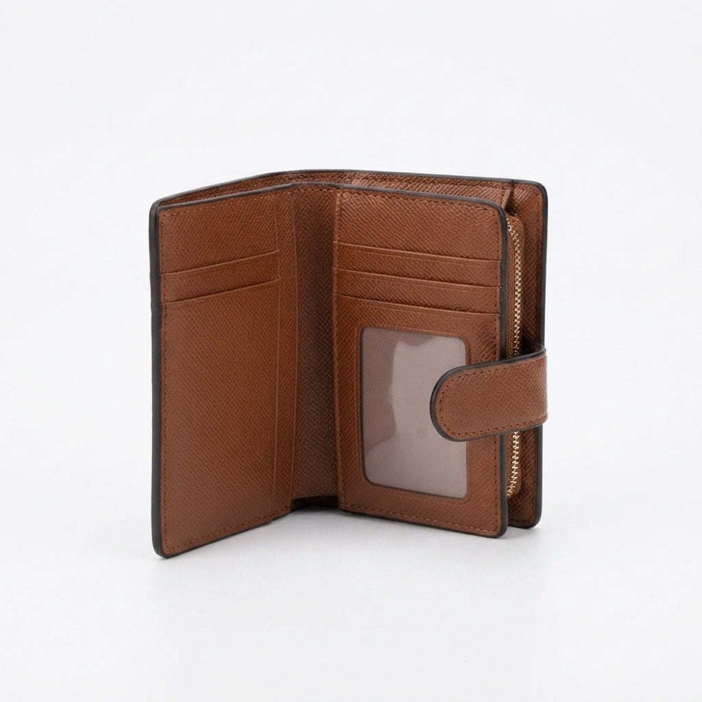 Coach Women's Signature Print Medium Snap Wallet - Classic Brown #0020