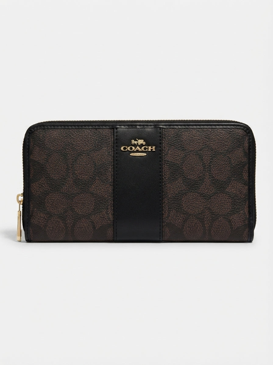Coach Signature Zip-Around Women's Wallet, Brown/Black #0004