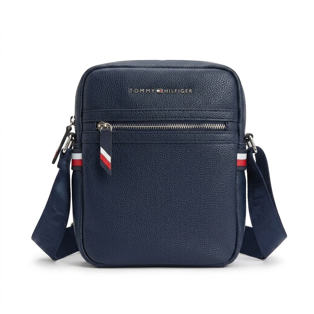 Tommy Hilfiger Men's Pebbled Crossbody Reporter Bag #0070