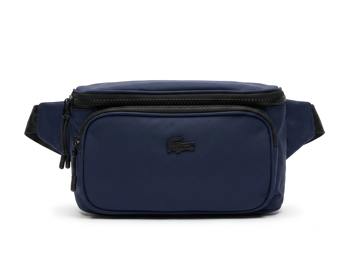 Lacoste Men's Navy Nylon Triple Zipper Waist Bag #0018
