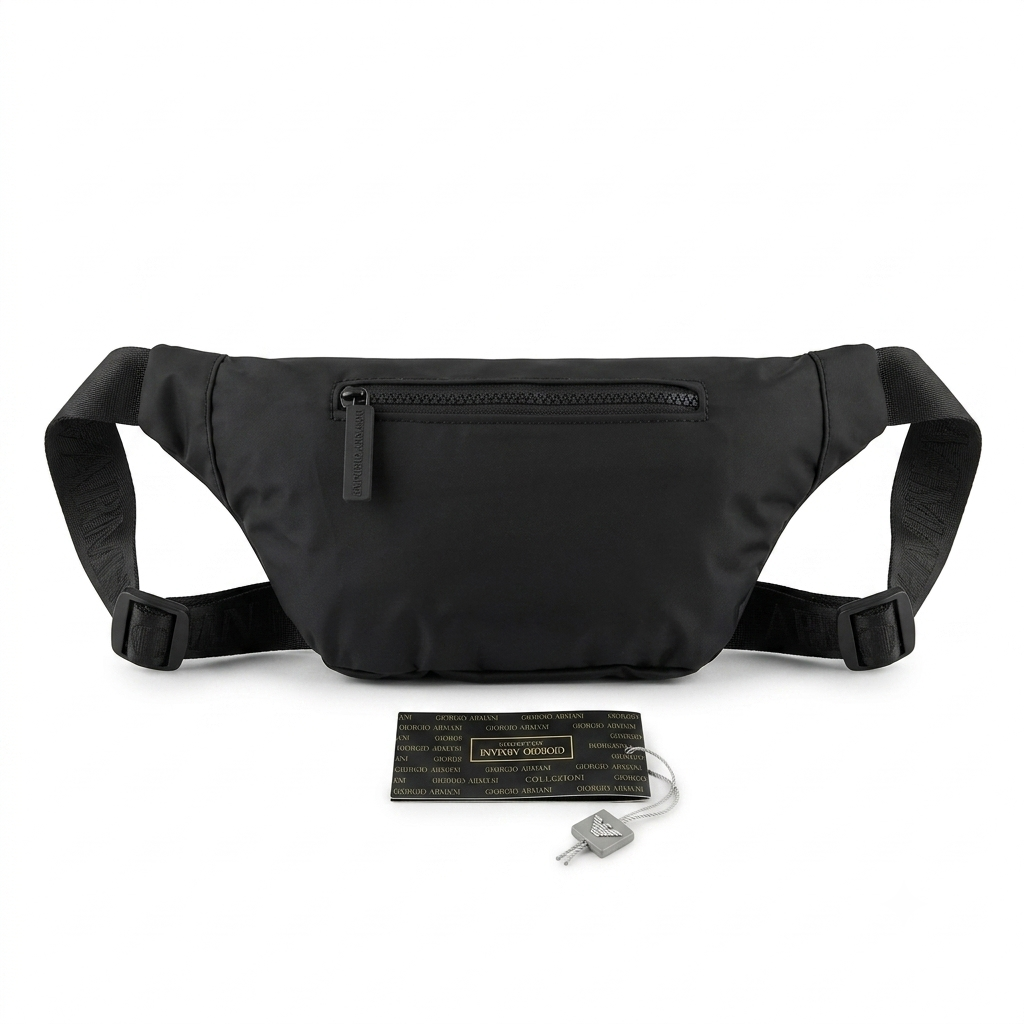 EA7 Emporio Armani Men's Black Technical Fabric Belt Bag #0006