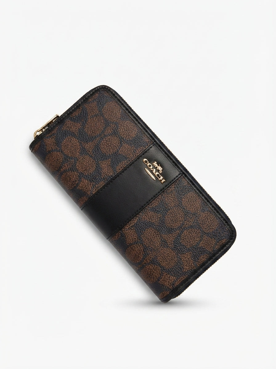 Coach Signature Zip-Around Women's Wallet, Brown/Black #0004
