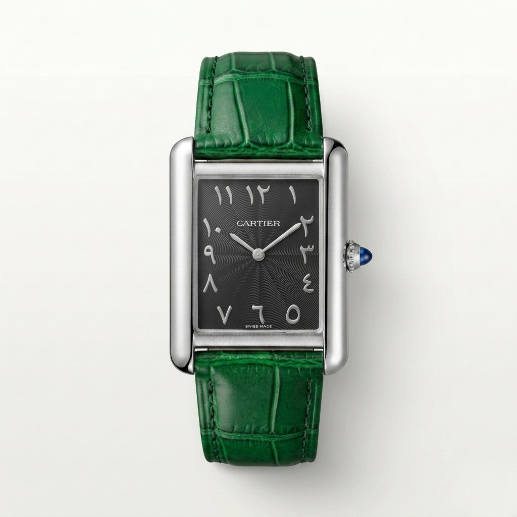 Tank Louis Cartier watch Green Strap Black Dial