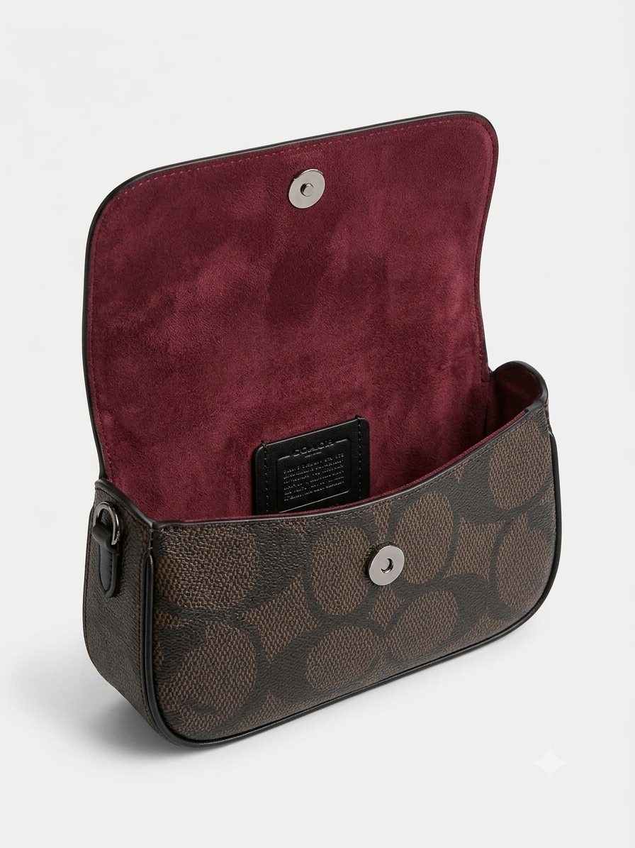 Women's Classic Logo Print Crossbody Bag with Chain Strap - Dark Brown 👜✨ #0061