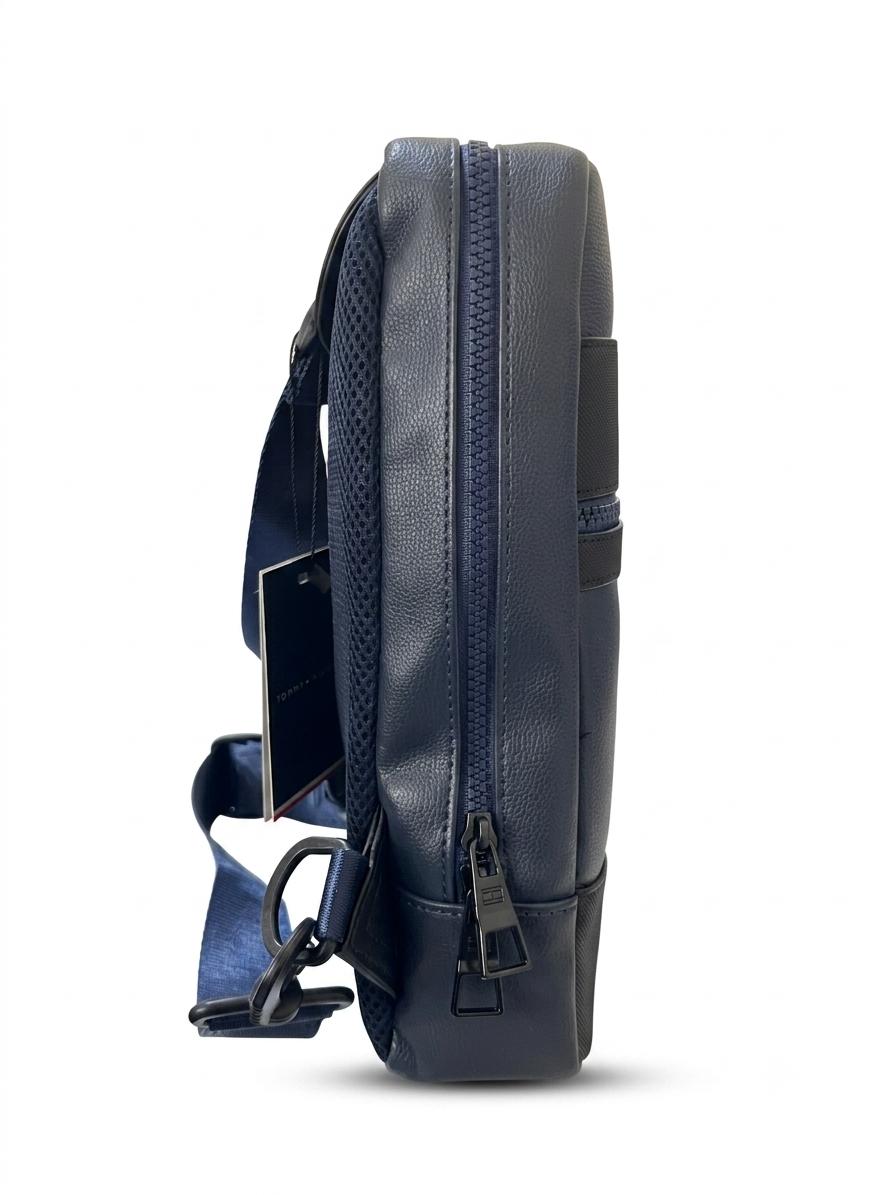 Tommy Hilfiger Men's Faux-Leather Crossbody Sling Bag - Navy #0065